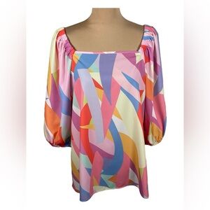 Carole Christian ~Colorful Geometric Color Block Dress/Top Small